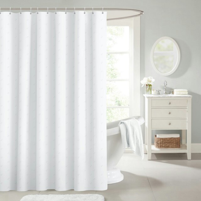 Velosso Luxury Dots Shower Curtains - 180cm x 180cm White