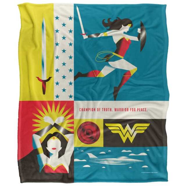 Wonder Woman Silky Icons Supersoft Blanket Multi Multicoloured One Size 1