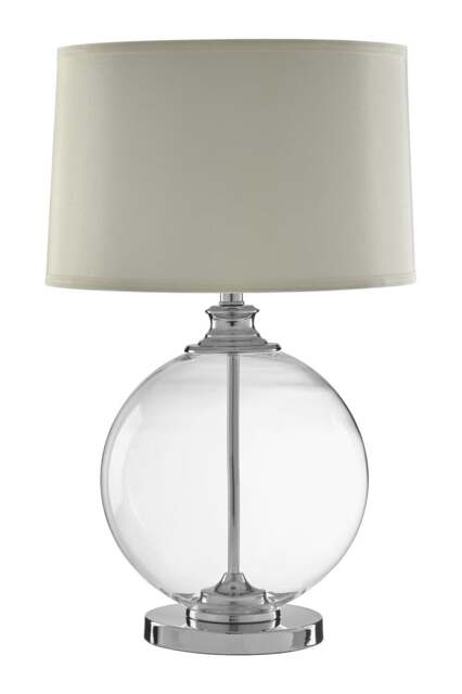 Edna Small Round Glass Table Lamp Ivory Silk Shade White White