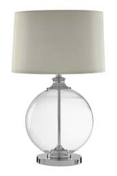 Edna Small Round Glass Table Lamp Ivory Silk Shade White White