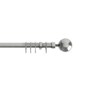 22-25mm Satin Silver Finesse Ball End Metal Curtain Pole Set 170 - 300cm Silver Silver