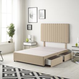 Texas Divan Bed Base with 2 Drawers & 30 Inch Headboard Plush Velvet Brown Beige