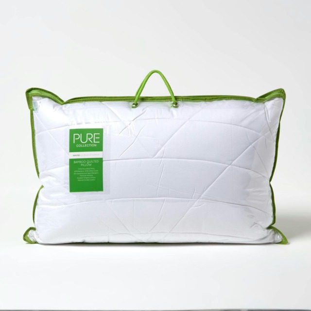 "Homescapes Luxury Organic Bamboo Pillow for Back Sleepers White 50cm x 75cm (20"" x 30"")"