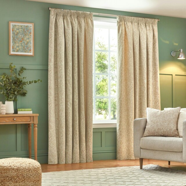 Wylder Grantley Jacquard Natural Pencil Pleat Curtains (W)168cm x (D)137cm Multi
