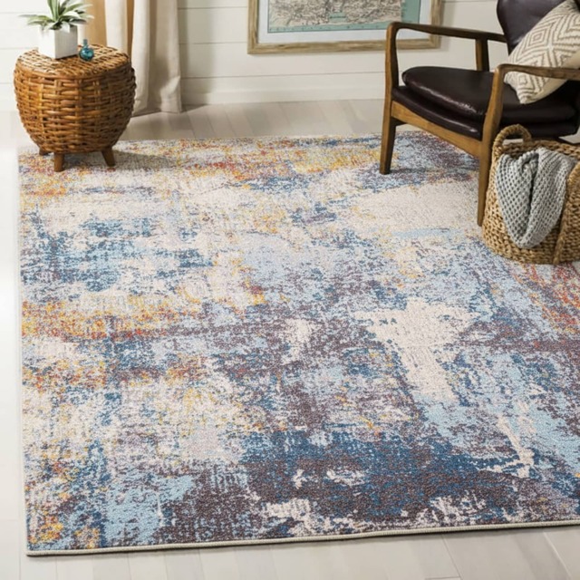 LIVABLISS Ankara-Abstract Modern Marble Rug 160 x 213 cm Grey Blue