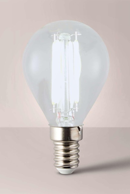 ValueLights E14 Pack of 2 4W Filament Golfball Cool White Bulbs