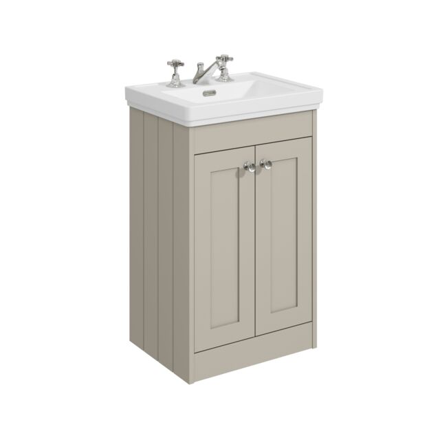 Balterley Floor Standing 2 Door Unit with Classic Basin 3 Tap Hole Grey 800 x 500 x 390mm