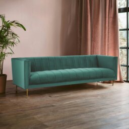 Orsina 3 Seater Green Sofa For Living Room, Green Velvet Upholstered Settee Sofa, Classic Sofa Couch For Patio