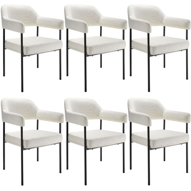 Armchair Doe - durable fabric, black powder-coated legs, 120 kg load, 58 x 62 x 85 cm White Woven fabric off-white/black 6