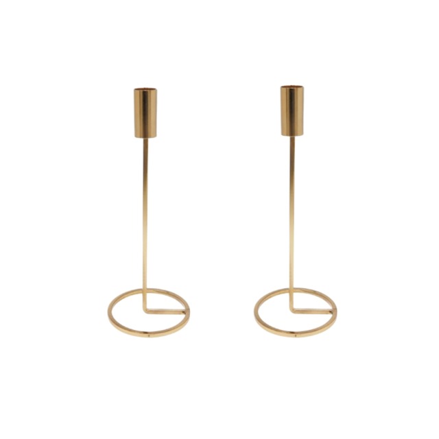 Metal Candlestick Taper Candle Holder Stand Home Decor Wedding Table Centrepiece Multi 2x Gold 25cm