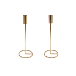 Metal Candlestick Taper Candle Holder Stand Home Decor Wedding Table Centrepiece Multi 2x Gold 25cm