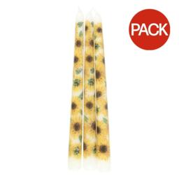 Something Different Sunflower Taper Candle (Pack of 3) - White/Yellow - One Size
