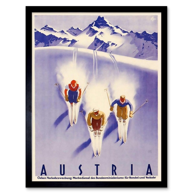 Travel Tourism Winter Sport Austria Ski Snow Alps Framed Wall Art Print
