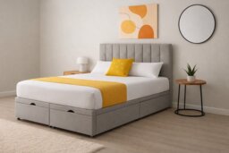 End Opening Ottoman Divan Bed Set Silver Plush 5ft King size