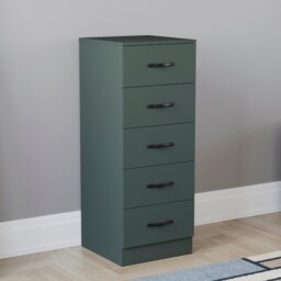 Vida Designs Riano 5 Drawer Narrow Chest, Green