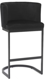 Velino Velvet Kitchen Bar Stools, Matt Black Cantilever Frame, Seat With Backrest, Breakfast & Home Bar Stool - Black