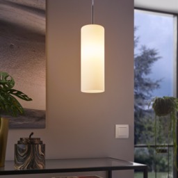 EGLO Troy 3 White Satin Nickel Steel & Glass Single Pendant