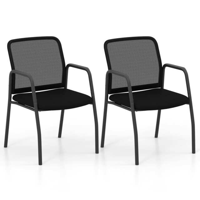 COSTWAY Waiting Room Chair Set of 2 Office Chairs Black