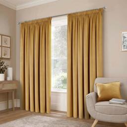 Montreal 165cm x 137cm Gold Taped Top Curtains Gold Gold 1