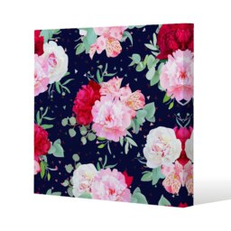 Roses on Navy (Canvas Print) Cream