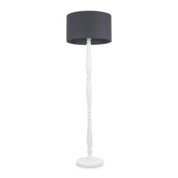 ValueLights Victoria White Wood Floor Lamp Charcoal Shade and Bulb