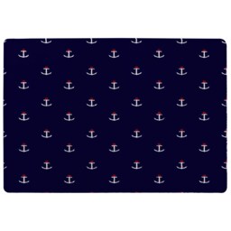 White & Red Anchors On Navy Rug Multi