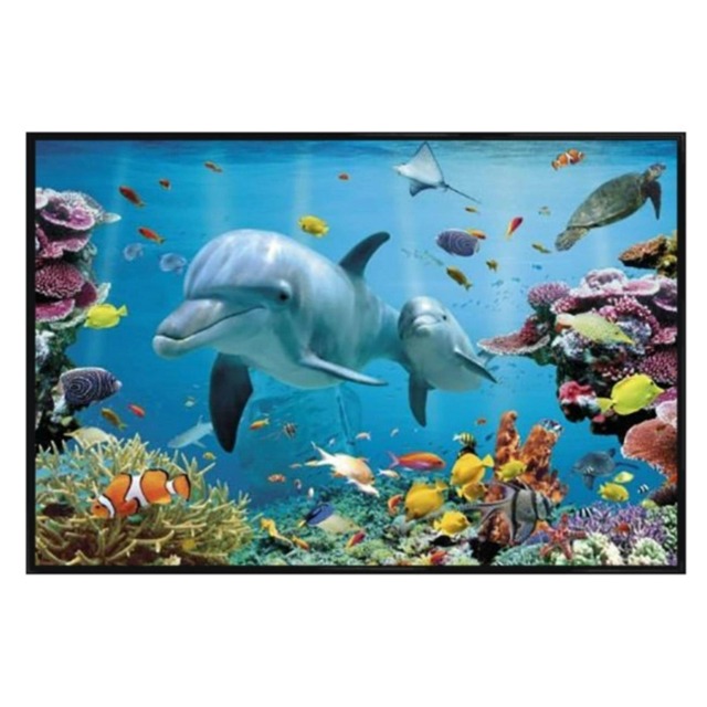 Gloss Black Framed Tropical Dolphins Maxi Poster Multi