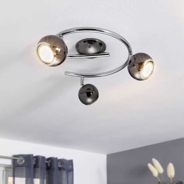 EGLO Bimeda LED Nickel-Nero/Chrome Steel Ceiling Light