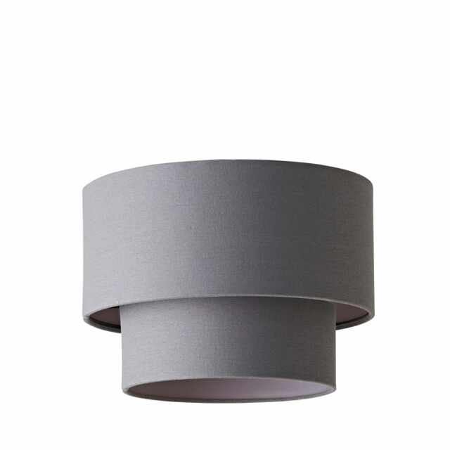 ValueLights Jodie Two Tier Grey Linen Ceiling Shade