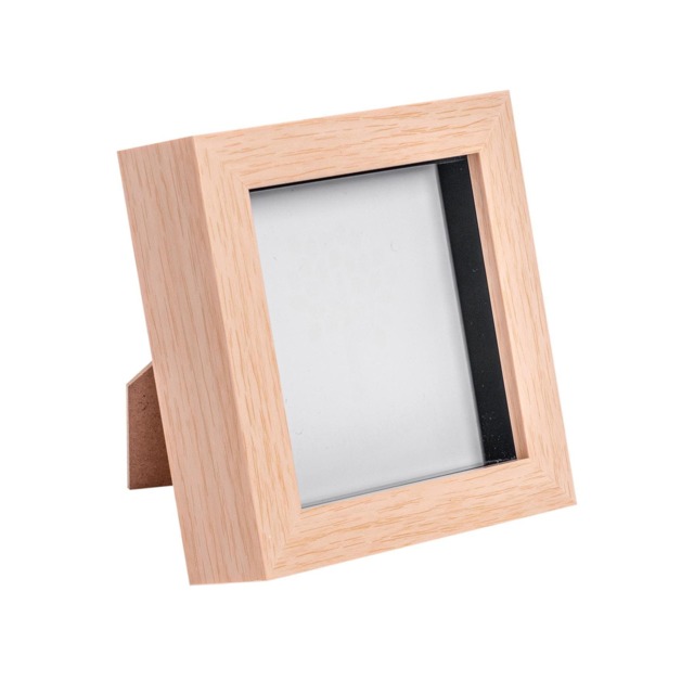 "Nicola Spring 4 x 4"" Photo Frame - Light Wood - 3D Photo Frame Picture Frame Box Portrait Display Case (12.5 x 12.5cm)"