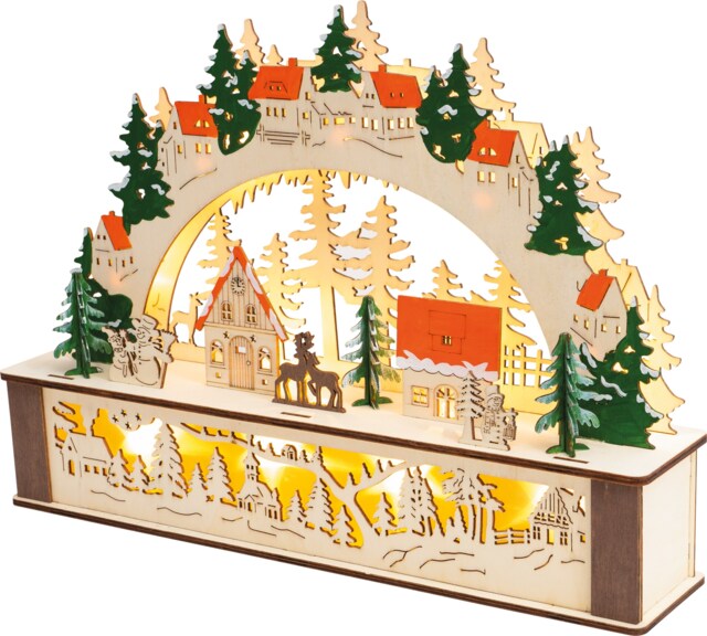 St Helens Wooden Light Up Festive Scene