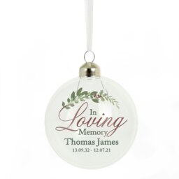 Personalised In Loving Memory Glass Bauble