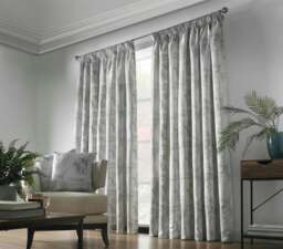 Fij Pencil Pleat Taped Lined Curtains - 117cm x 137cm - Silver