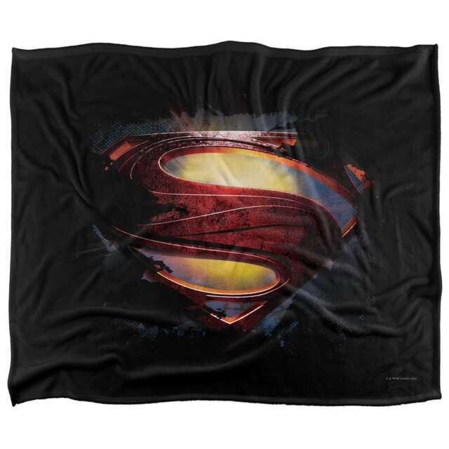 Superman Man Of Steel Grungy Silky Shield Supersoft Blanket Black Black/Multicoloured One Size 1