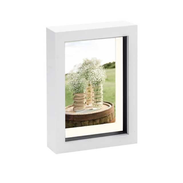 "Nicola Spring 5 x 7"" Photo Frame - White/Ivory Mount - 3D Photo Frame Picture Frame Box Portrait Display Case (20 x 15cm)"
