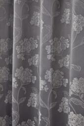 English Garden Lined Eyelet Jacquard Curtains 168cm x 228cm Silver Grey Grey