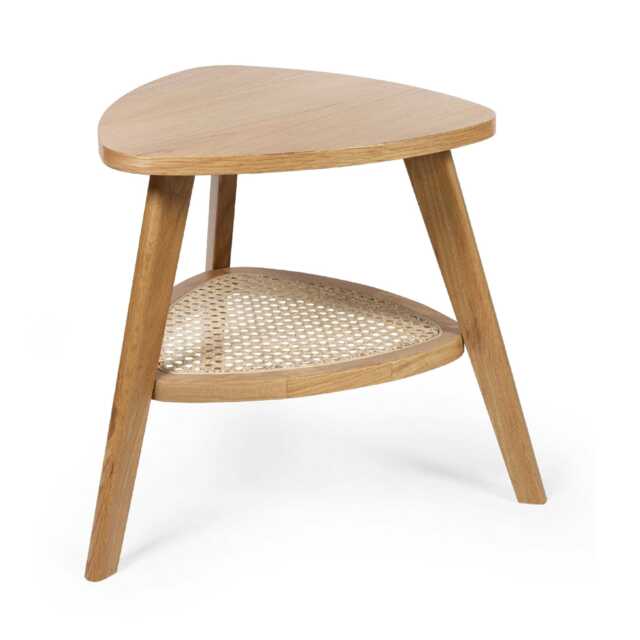 Lugano Oak Triangular Side Table With Shelf in Natural Oak