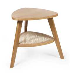 Lugano Oak Triangular Side Table With Shelf in Natural Oak