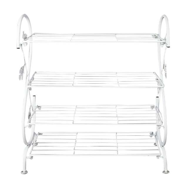 Living and Home 4 Tier Metal Shoe Rack- White