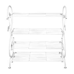 Living and Home 4 Tier Metal Shoe Rack- White