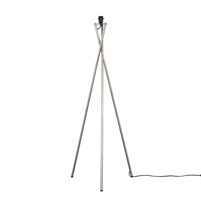ValueLights Camden Brushed Chrome Metal Stem Tripod Floor Lamp Silver