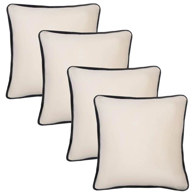 OHS 4 x Matte Velvet Piped Edge Cushion Covers, 45x45cm - Cream Cream 45x45cm 4