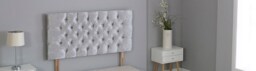"Silver Crush Velvet Chesterfield Crystal Button Headboard Silver 3FT Single 26""inch Headboard"
