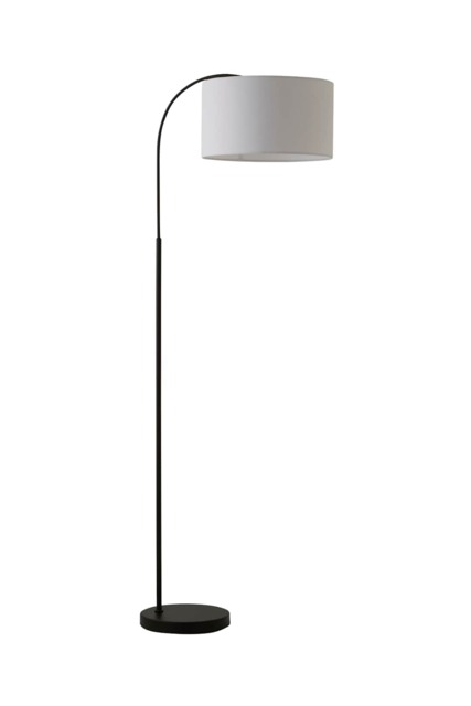 ValueLights Curva Black Floor Lamp White Shade and Bulb