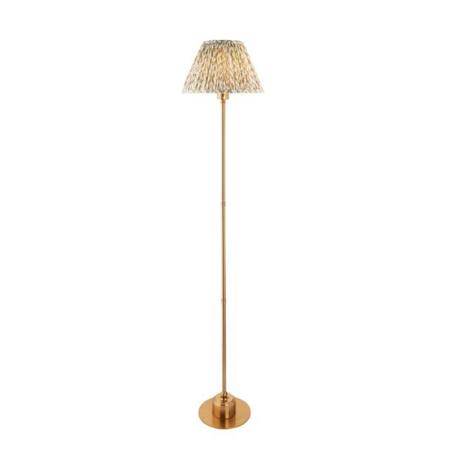 Burley Rechargeable Brushed Aged Brass Plate Floor Lamp with Leaf Shade 30cm Integrated LED