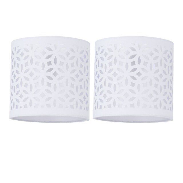 Set of 2 White Laser Cut 15.5cm Table Lamp Shades White Small 2