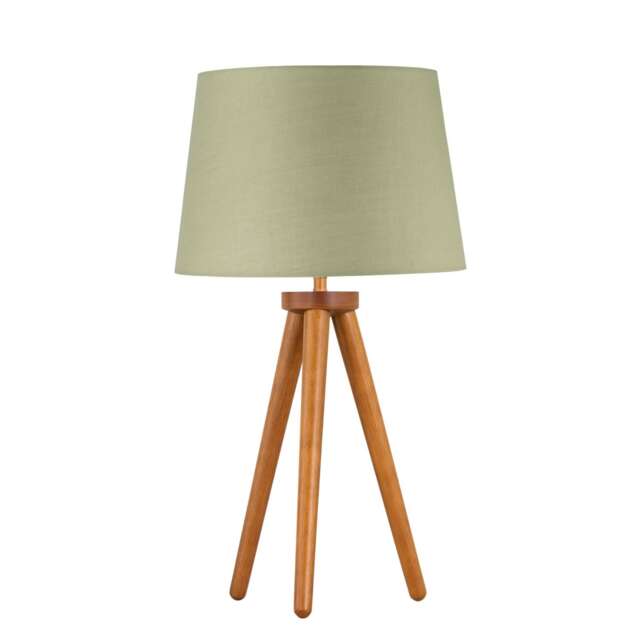 Voyage - Dark Oak Table Lamp or Bedside Light with Sage Green Shade Brown Green Large 1