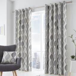 Fusion Lennox Eyelet Curtains Grey