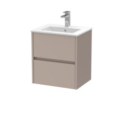 Balterley Chartley Contemporary Wall Hung 2 Drawer Vanity Basin Unit, Minimalist Basin, 500mm, Taupe