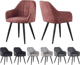 MCC Direct Set of 2 Faux Suede Fabric Kitchen Dining Chairs Accent Chair Adrian